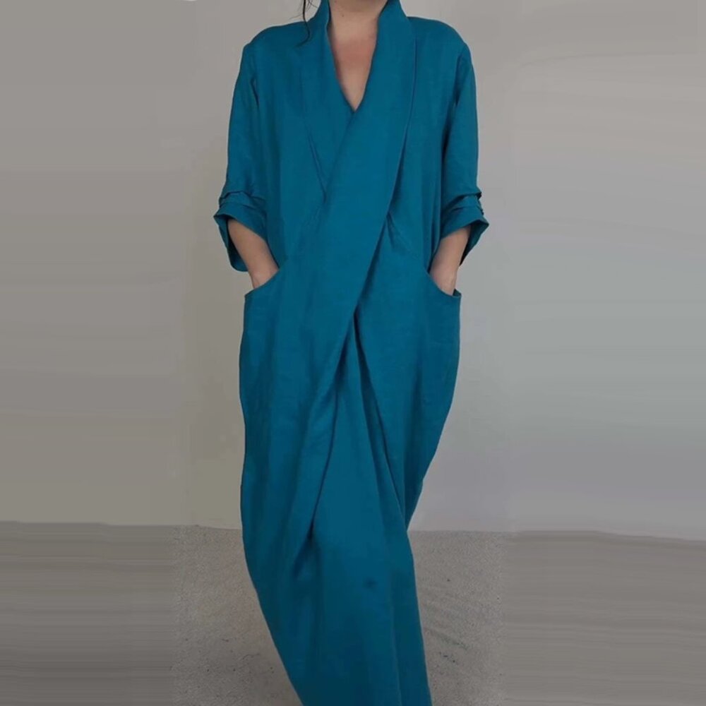 Boho Faux Wrap Vacation Maxi Dress